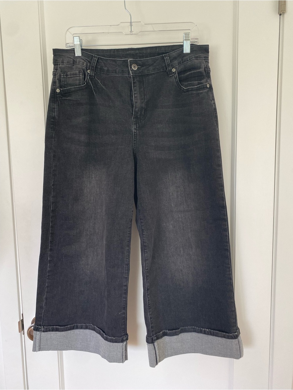 Amazon Washed Black Wide-Leg Cropped Jeans